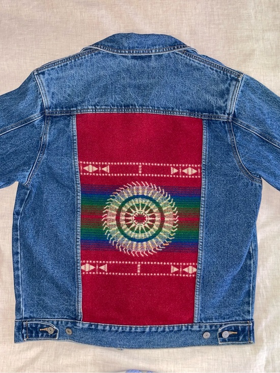 Pendleton Jackets & Blazers - Pendleton Denim Jean Jacket Wool Aztec Geometric Panel Patch